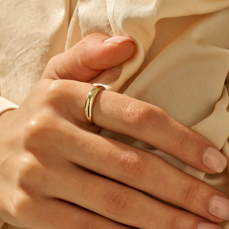 Women's Minimalist Dome Ring 14k Solid Gold