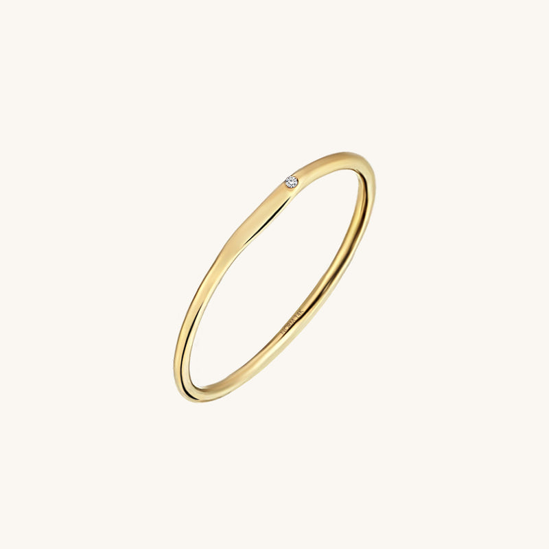 14k Solid Yellow Gold Tiny Signet Ring for Women