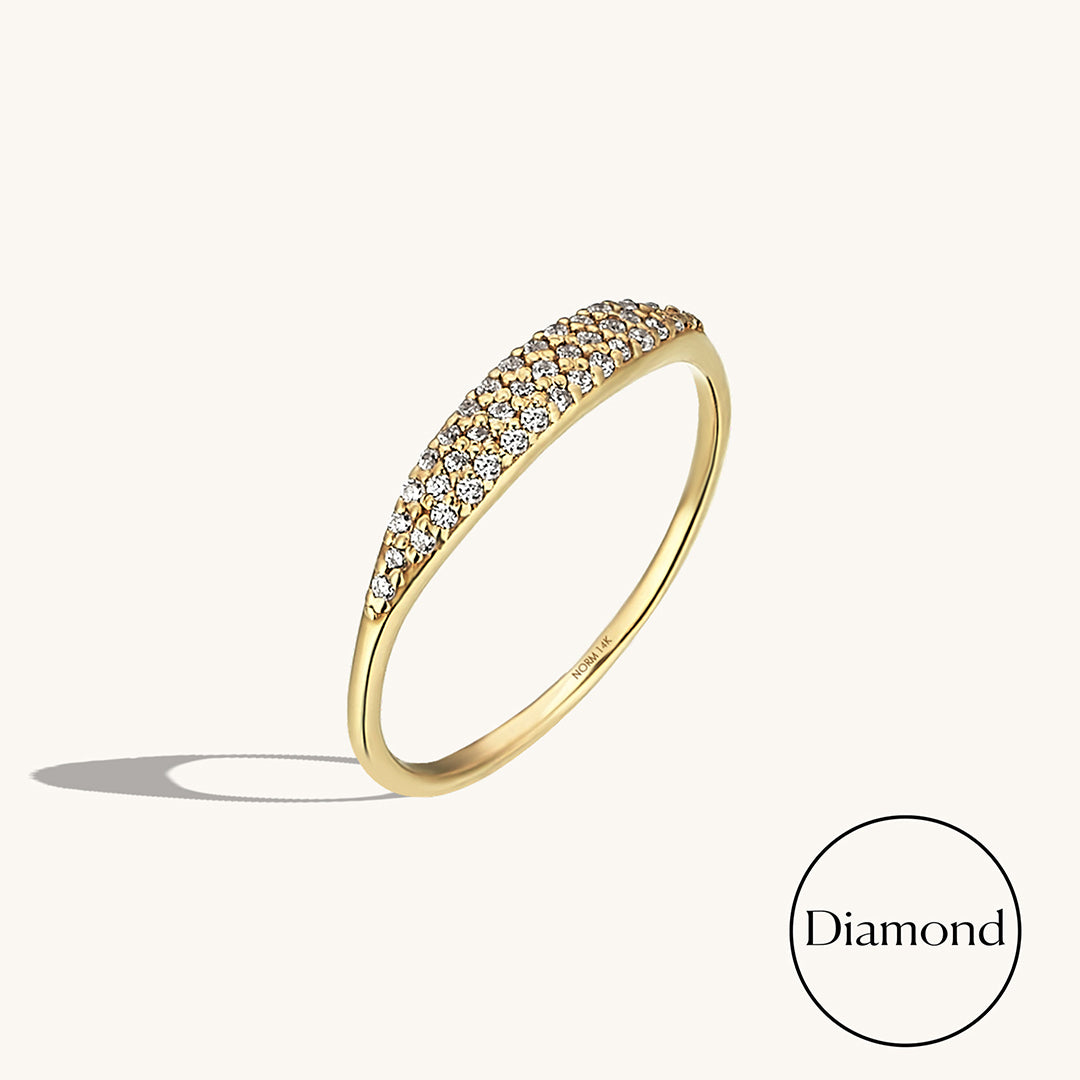 0.14 ctw Diamond Pave Tiny Signet Ring in 14k Gold