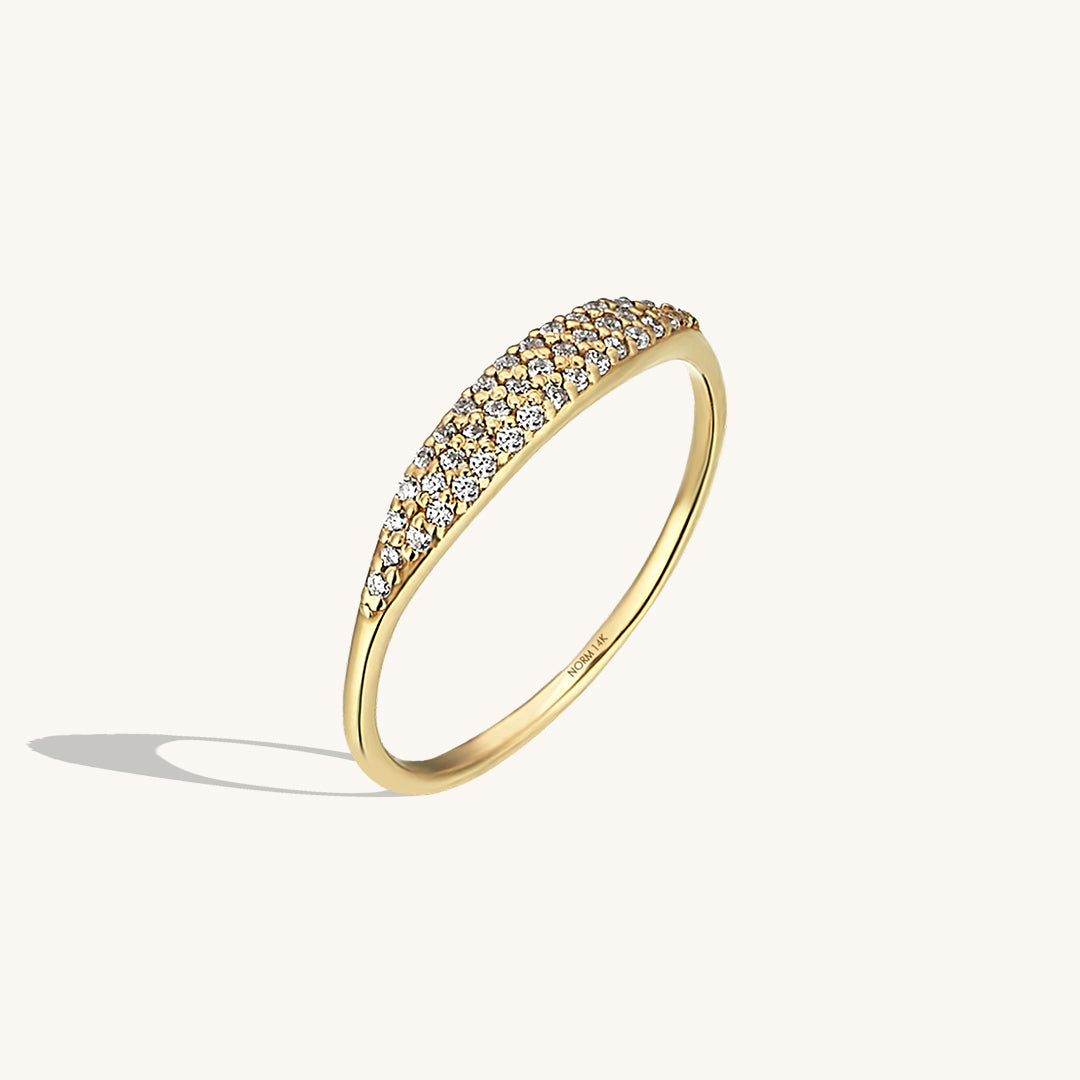 Minimalist Sparkle Signet Ring in 14k Solid Gold
