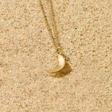 Women's Crescent Moon Pendant Necklace in 14k Solid Yellow Gold