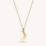 14k Solid Gold Moon Pendant Necklace for Women