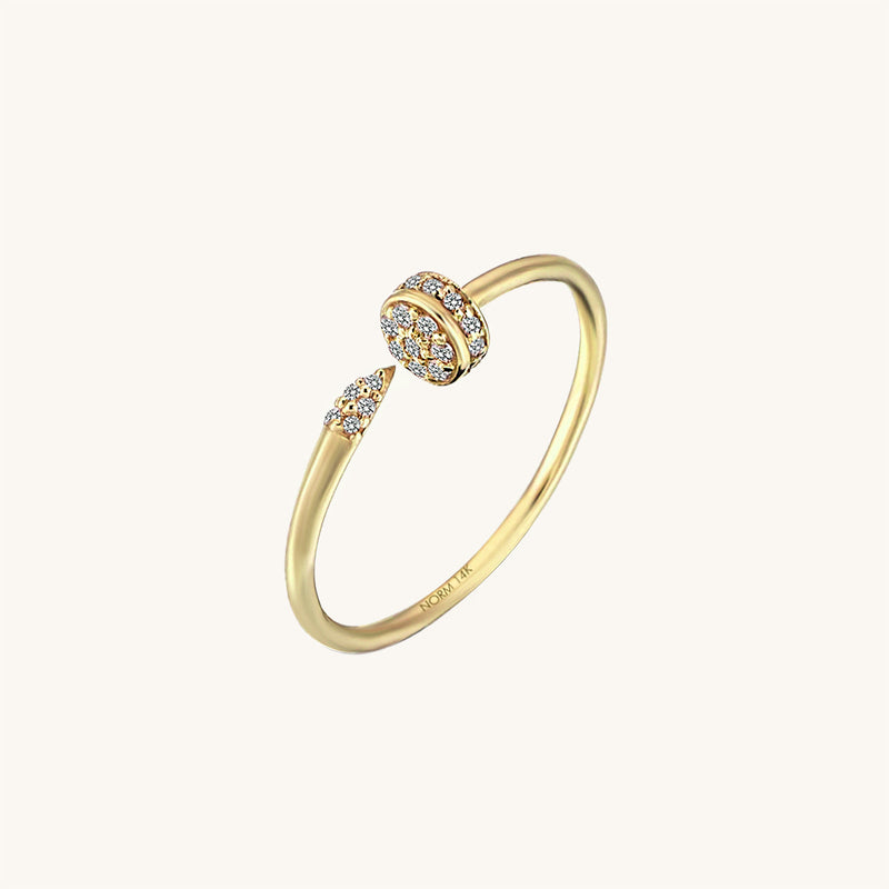 Stackable Open Nail Screw Ring in 14k Real Yellow Gold