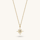 Celestial North Star Necklace in 14k Solid Yellow Gold