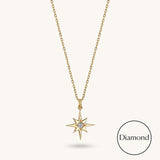 Women's Diamond Celestial North Star Pendant in 14k Gold