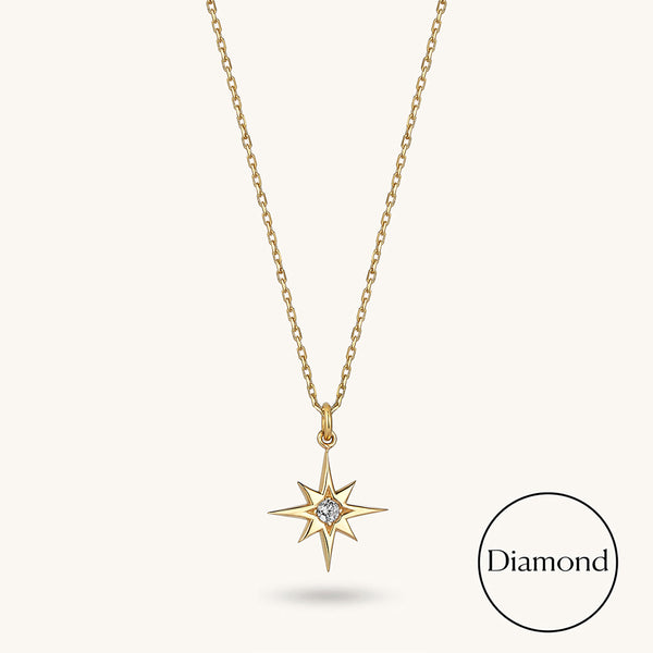 14k white gold & sales diamond north star pendant necklace