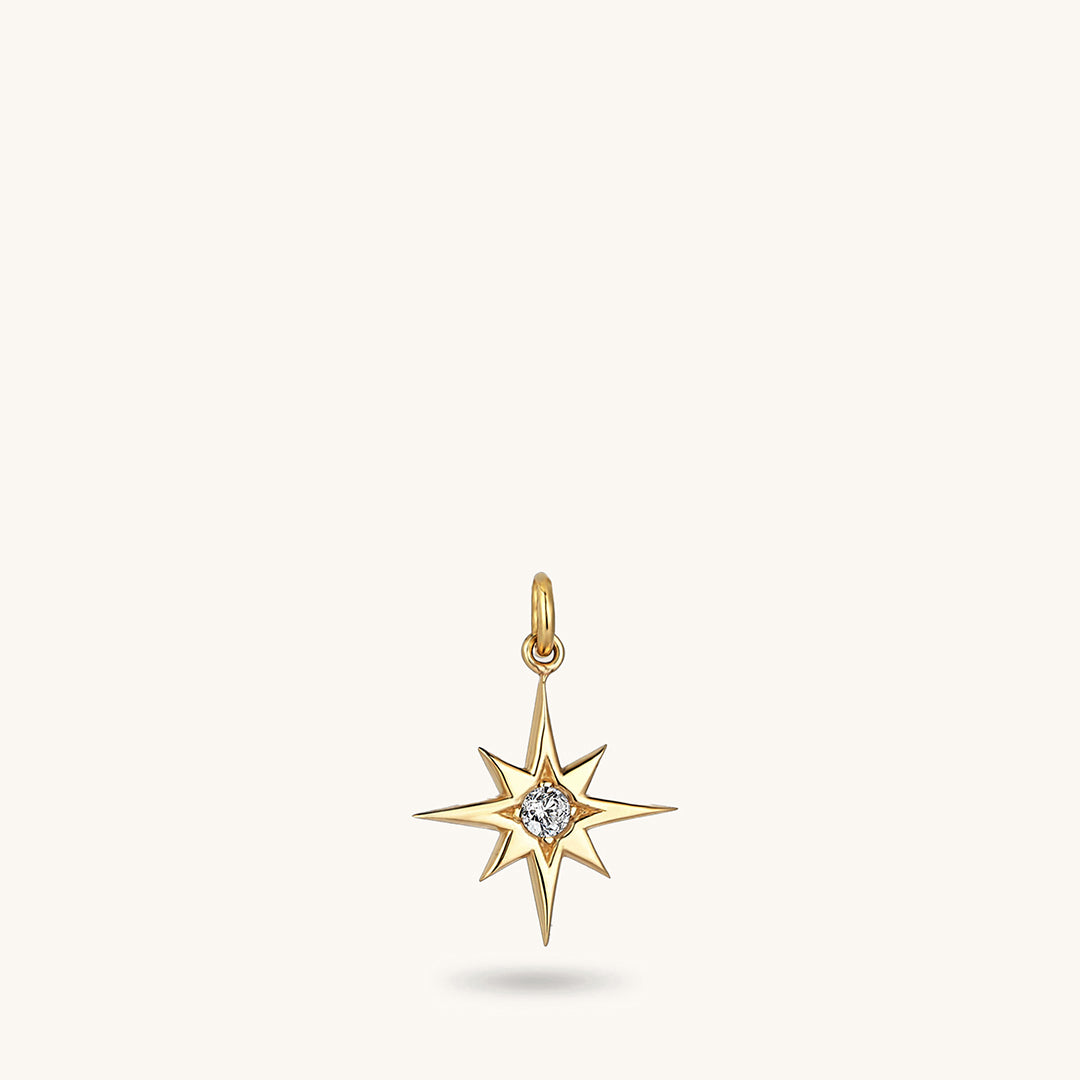 Women's Diamond Celestial North Star Pendant in 14k Solid Gold