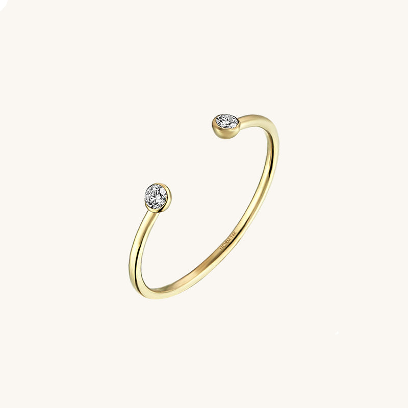 Open Band Ring with White CZ Stones in 14k Solid Gold
