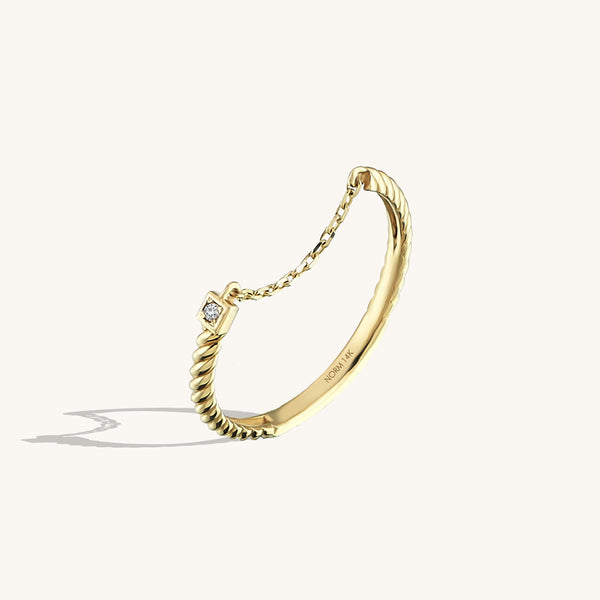Open Chain Solitaire Ring in 14k Real Gold