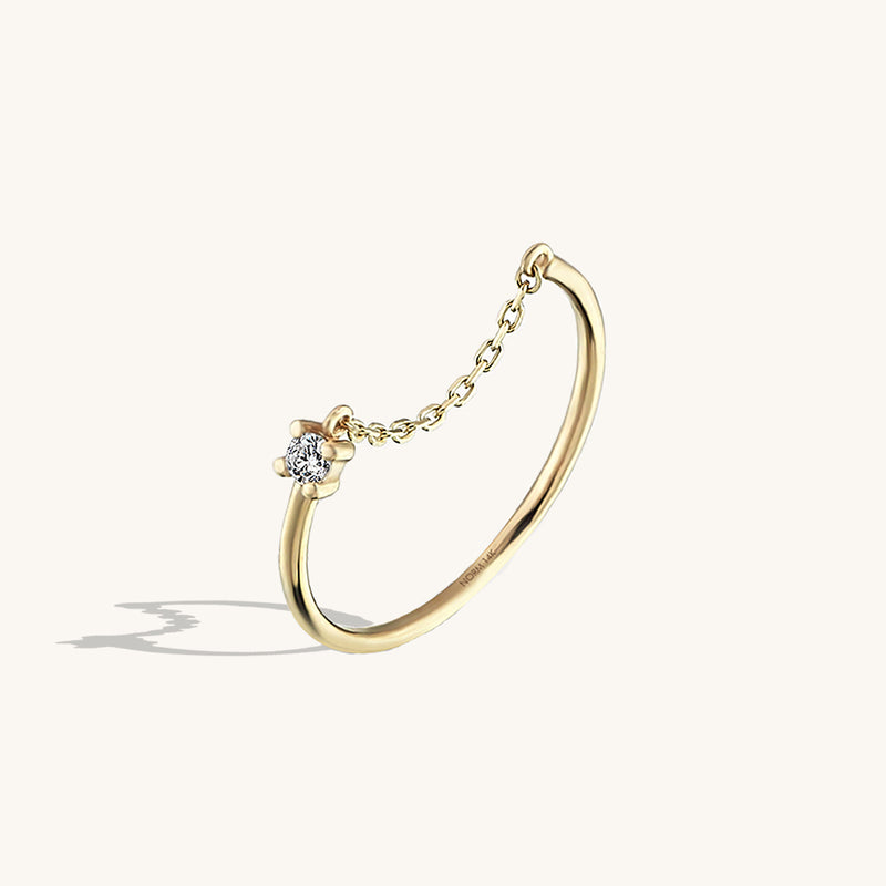 Open Chain Solo Ring in 14k Real Gold
