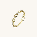 14k Gold Diamond Pave Open Link Ring