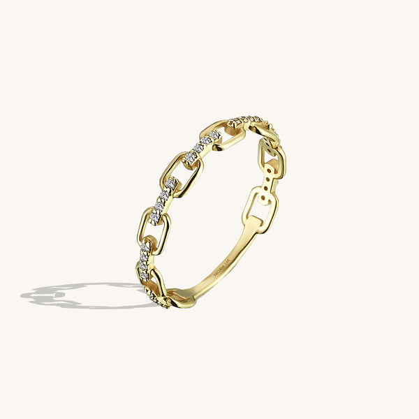 Open Link Chain Stacking Ring in 14k Real Yellow Gold