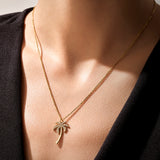 Palm Tree Pendant Necklace in 14k Real Yellow Gold