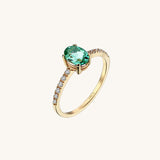 Paraiba Tourmaline Oval Solitaire Ring in 14k Solid Yellow Gold