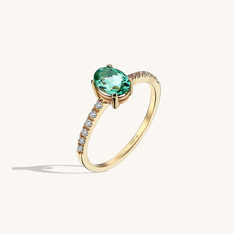 Oval Paraiba Tourmaline Ring in 14k Solid Gold