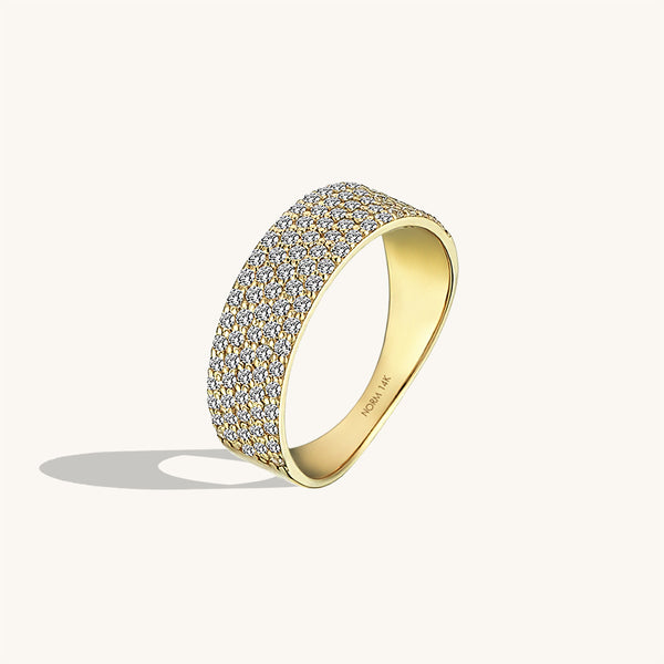 Pave Bold Statement Band Ring in 14k Solid Gold
