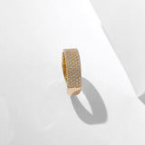 Pave Thick Band Ring in 14k Real Yellow Gold