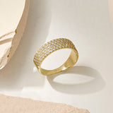 Pave Bold Eternity Band Ring in 14k Solid Yellow Gold