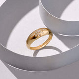 North Star Pave Dome Ring in 14k Real Yellow Gold