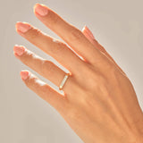14k Gold Pave Bar Signet Ring for Women
