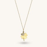 Women's Shamrock Pave CZ Lucky Charm Pendant in 14k Solid Gold