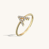 14k Real Gold Personalized Letter Ring