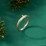 Stackable Petite Cross Ring with White Cz in 14k Real Gold