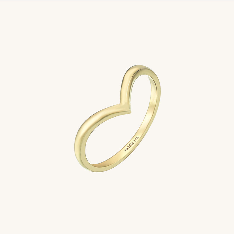 Wishbone Curve Stacking Ring in 14k Solid Gold