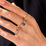 Premium Night Blue Stackable Band Ring in 14k Solid Gold