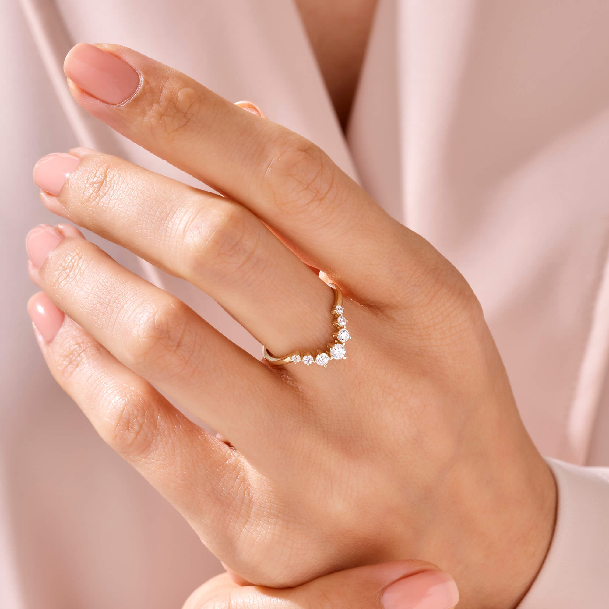 Premium Stackable Curved Ring in 14k Solid Gold