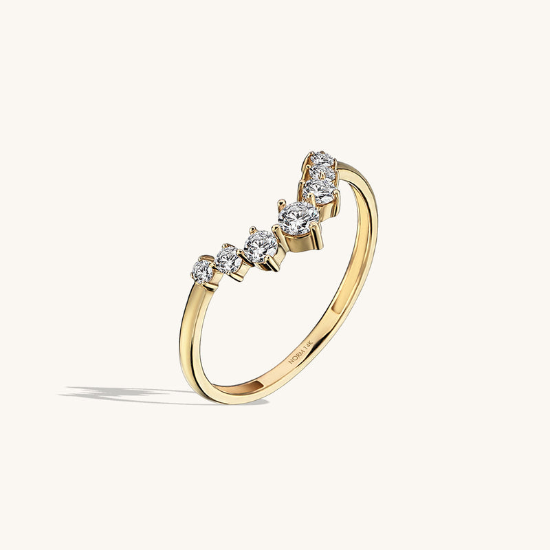 Premium Curved Ring in 14k Solid Yellow Gold