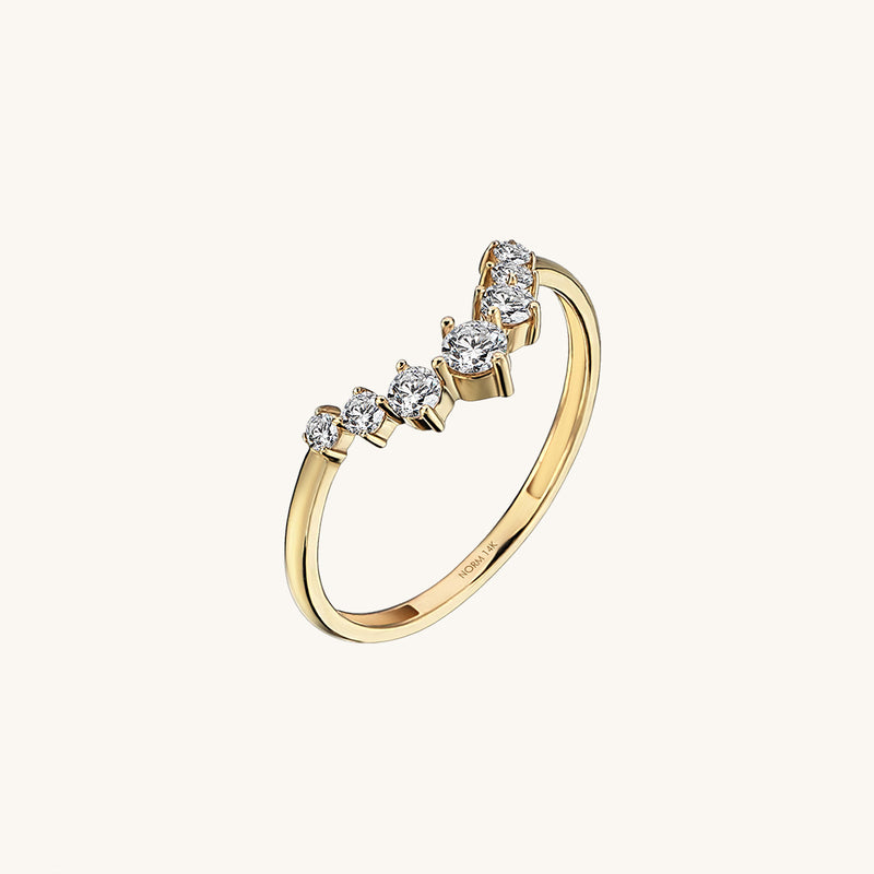 0.41 ctw Diamond Curved Stacking Ring in 14k Gold