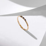 Premium Stackable Night Blue Band Ring in 14k Solid Yellow Gold
