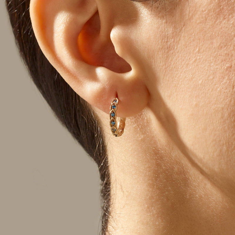 Designer's Paved Blue Cubic Zirconia Earrings in Gold