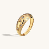 Premium Star Paved Dome Ring in 14k Real Gold