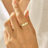 Premium Star Dome Chunky Ring in 14k Solid Yellow Gold
