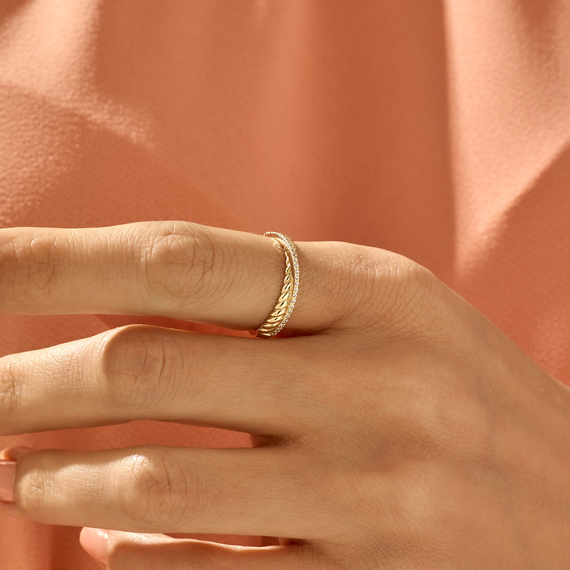 Premium Twisted Eternity Band Ring in 14k Real Gold