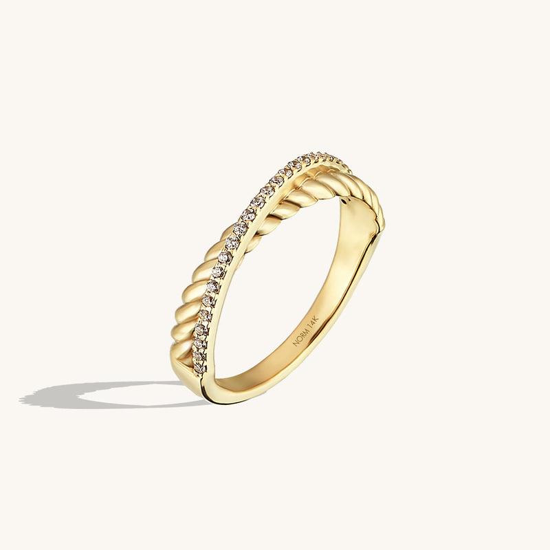 Premium Twisted Ring in 14k Solid Yellow Gold