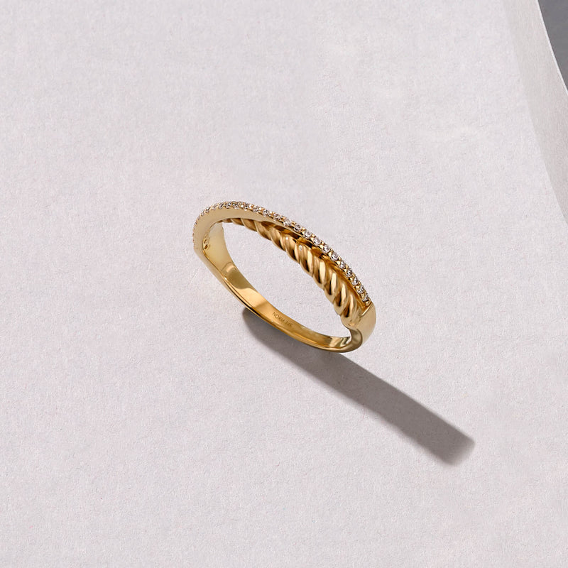 Dainty Premium Twisted Eternity Ring in 14k Real Yellow Gold