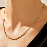Women's 14k Real Yellow Gold Rope Chain Necklace