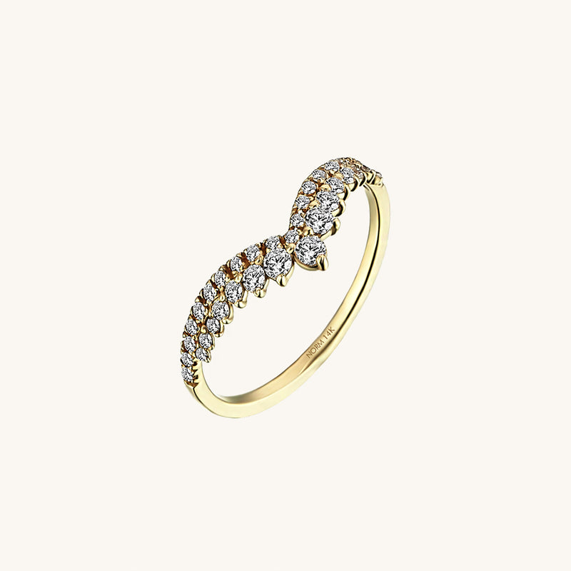 14k Real Yellow Gold Royal Curve Wedding Ring