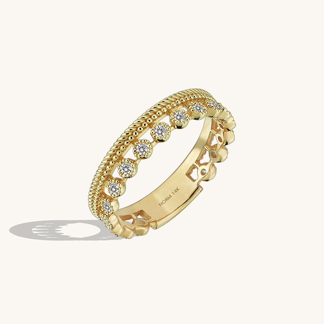 Royal Wedding Band Ring in 14k Solid Yellow Gold