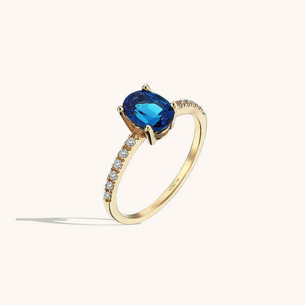 Oval Sapphire Solitaire Ring in 14k Solid Gold