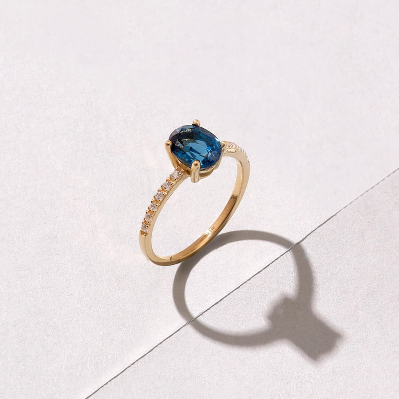 Oval Cut Sapphire Solitaire Ring in 14k Real Gold
