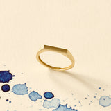 Women's Thin Signet Bar Ring in 14k Solid Yellow Gold