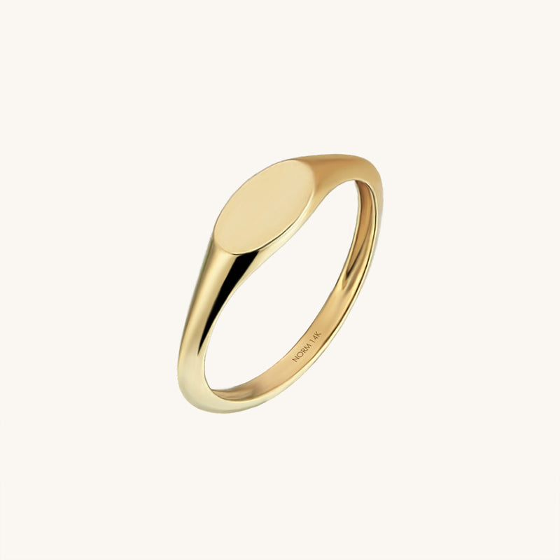 14k Solid Yellow Gold Engravable Signet Pinky Ring for Women