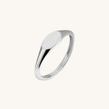 14k Solid White Gold Engravable Pinky Ring for Women