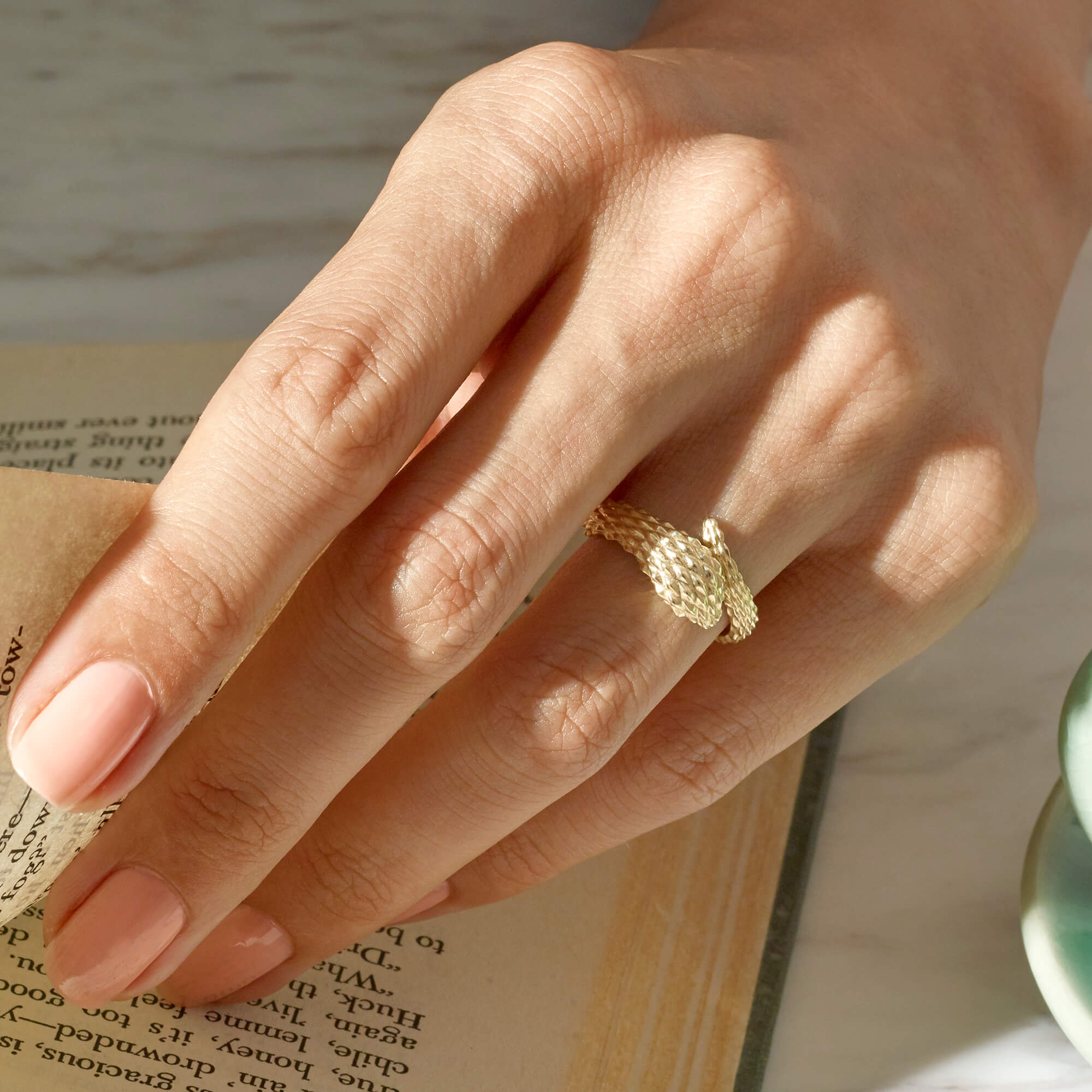 Women's Snake Ring in 14k Real Yellow Gold