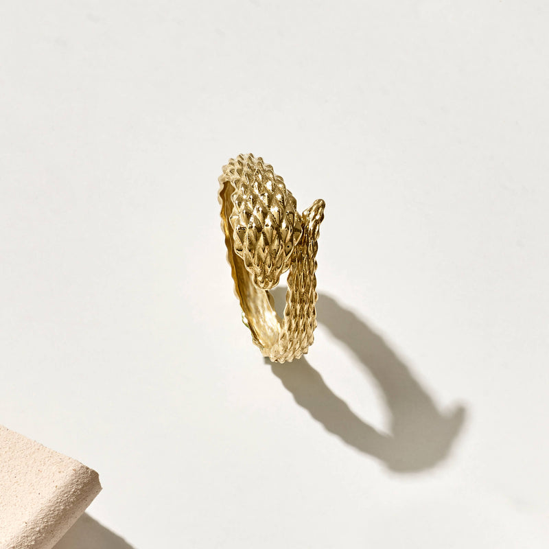 Women's Textured Snake Chunky Ring in 14k Real Gold