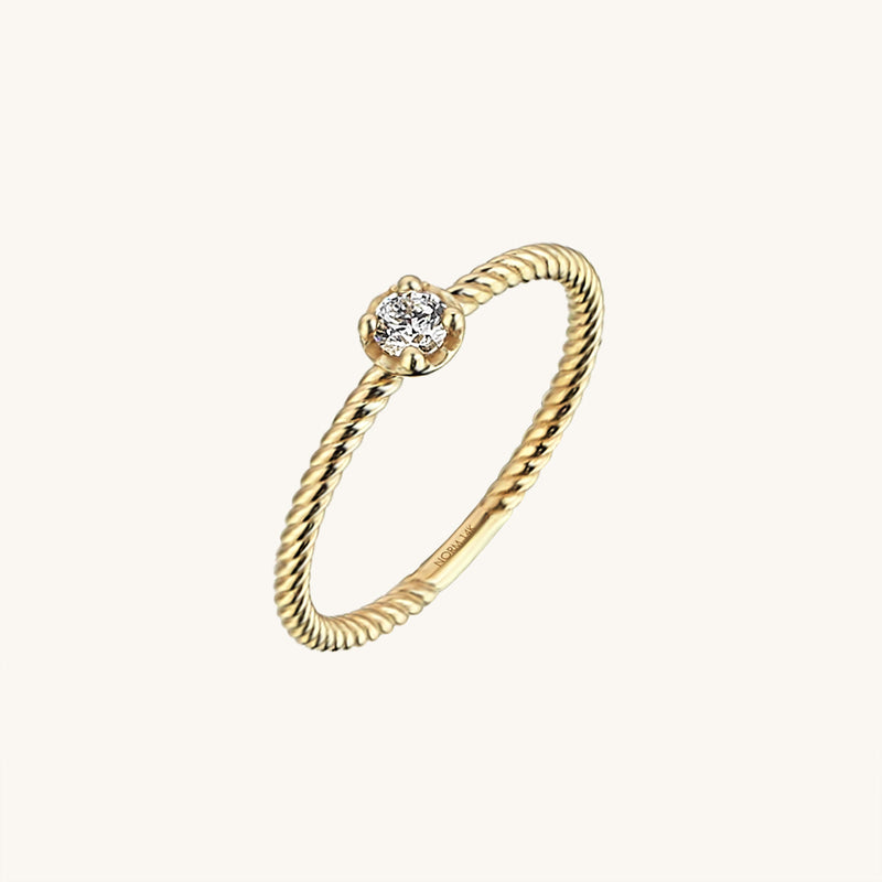 Twisted Solitaire Ring in 14k Gold